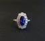 Bague 55 Bague Art déco en or blanc 18 carats, saphir naturel et diamants 58 Facettes B59-04