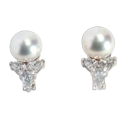 Boucles d'oreilles Boucles d'oreilles en or blanc 18 carats avec perles australiennes et diamants 58 Facettes MG-201144