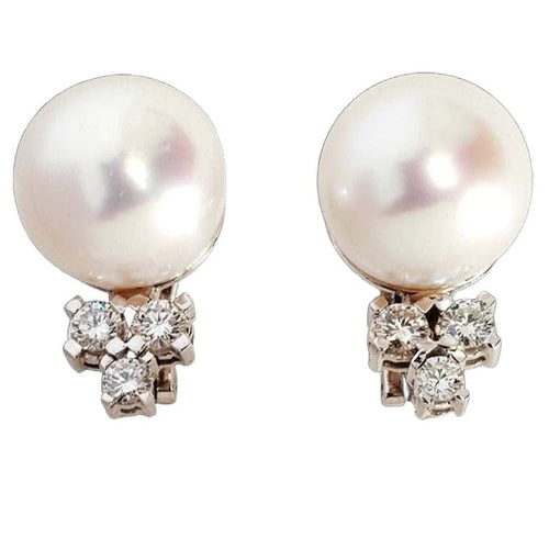 Boucles d'oreilles Boucles d'oreilles en or blanc 18 carats, perles des mers du Sud et diamants 58 Facettes MG-200892