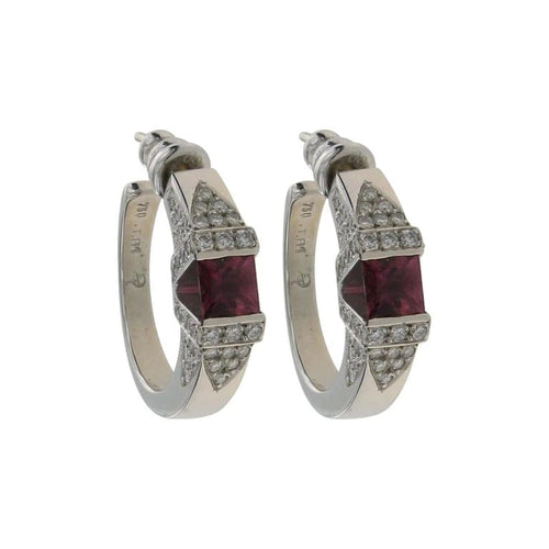 Boucles d'oreilles Boucles d'oreilles en or blanc 18 carats, tourmalines roses et diamants 58 Facettes MG-200842