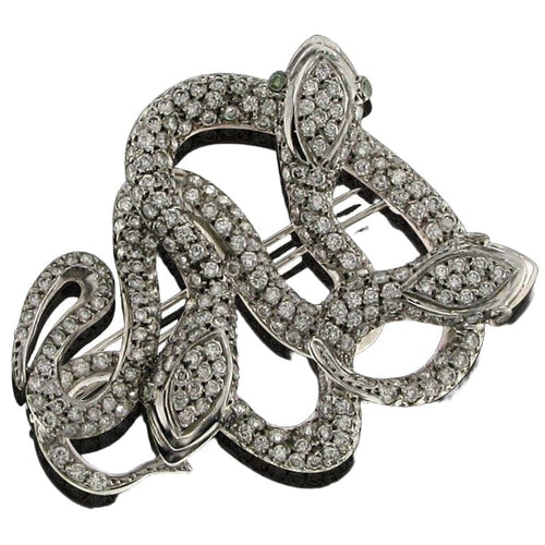 Broche Broche serpents en or blanc 18 carats et diamants blancs et verts 58 Facettes HG-9000X13