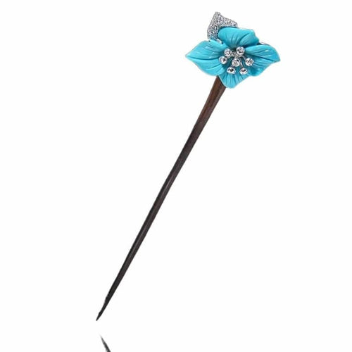 Broche Broche accessoire cheveux en or blanc 18 carats avec turquoise et diamants 58 Facettes HG-200183