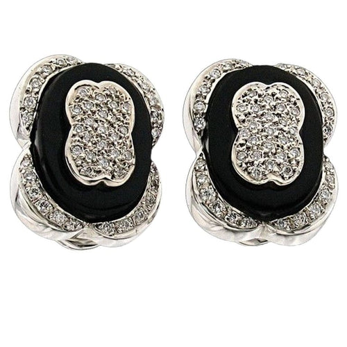 Boucles d'oreilles Boucles d'oreilles en or blanc 18 carats avec onyx et diamants 58 Facettes MG-201063
