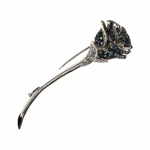 Broche Broche fleur rose en or blanc 18 carats avec aigues-marines et diamants 58 Facettes HG-200132/1