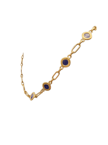 Collier Collier vintage en or jaune 18 carats et émail bleu 58 Facettes