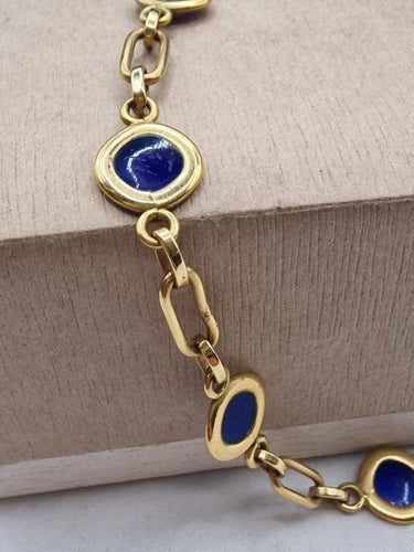 Collier Collier vintage en or jaune 18 carats et émail bleu 58 Facettes