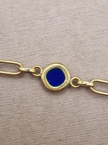 Collier Collier vintage en or jaune 18 carats et émail bleu 58 Facettes
