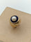 Bague 49.5 Bague chevalière en or jaune 18 carats avec perle et émail 58 Facettes