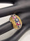 Bague 49.5 Bague torche vintage en or blanc et jaune 18 ct avec saphirs, rubis et diamants 58 Facettes