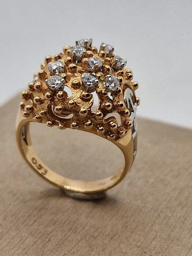 Bague 55 Bague Art nouveau vintage en or rose et blanc 18 kt et diamants 58 Facettes 0051