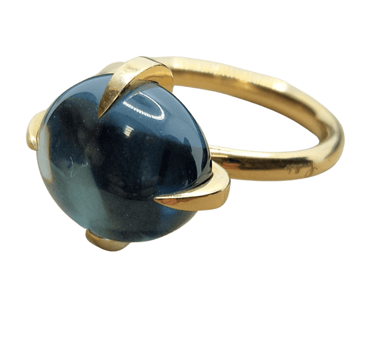 Bague 53.5 Pomellato Veleno - Bague en or jaune et topaze bleue 58 Facettes