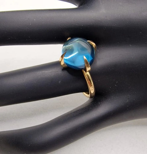 Bague 53.5 Pomellato Veleno - Bague en or jaune et topaze bleue 58 Facettes