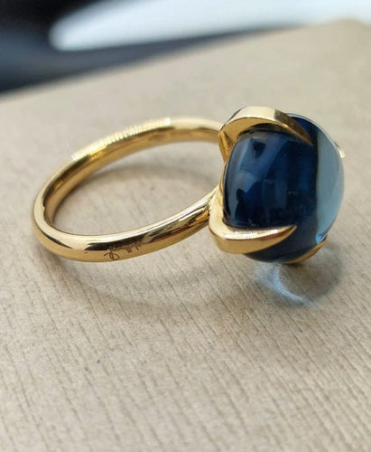 Bague 53.5 Pomellato Veleno - Bague en or jaune et topaze bleue 58 Facettes