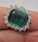 Bague Bague cluster en or blanc avec émeraude et diamants 58 Facettes