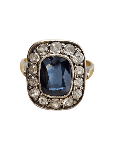 Bague 52 Bague vintage saphir et diamants en or jaune 18 carats et platine 58 Facettes