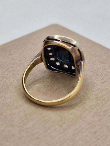 Bague 52 Bague vintage saphir et diamants en or jaune 18 carats et platine 58 Facettes