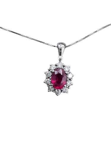 Pendentif Pendentif en or blanc 18 carats avec rubis et diamants 58 Facettes
