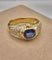 Bague 59 Bague vintage style trombino en or jaune 18 carats, saphir et diamants 58 Facettes