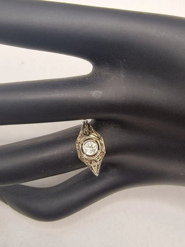 Bague 57 Bague solitaire ancienne en or 18 carats et platine avec diamant 58 Facettes