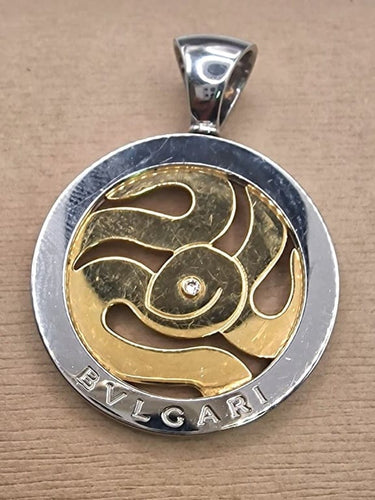 Pendentif Bvlgari - Pendentif médaillon en or rose 18 carats, acier et diamant 58 Facettes