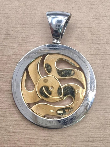 Pendentif Bvlgari - Pendentif médaillon en or rose 18 carats, acier et diamant 58 Facettes