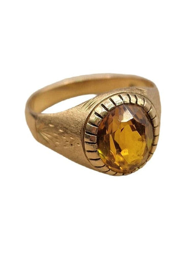 Bague 55 Bague vintage en or jaune 18 carats avec citrine 58 Facettes