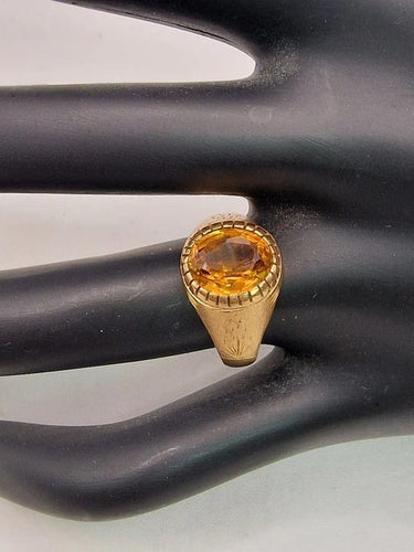 Bague 55 Bague vintage en or jaune 18 carats avec citrine 58 Facettes