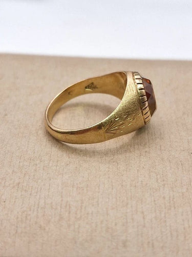 Bague 55 Bague vintage en or jaune 18 carats avec citrine 58 Facettes