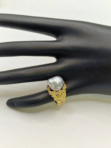 Bague 46 Bague vintage fleur en or jaune 18 carats et perle 58 Facettes