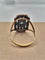Bague 61 Bague ancienne en or jaune 18 carats avec aigue-marine, rubis et émeraudes 58 Facettes