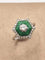 Bague 55 Bague solitaire en or blanc 18 carats avec diamant et émail vert 58 Facettes