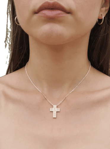 Collier ReCarlo Cross - Collier en or blanc 18k et diamants 0,50 ct 58 Facettes