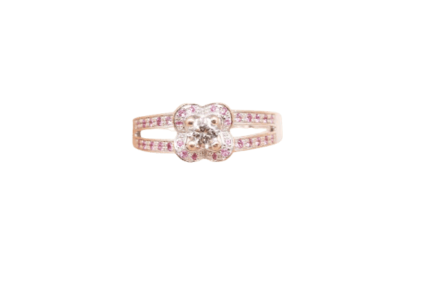 Bague 54 Mauboussin Chance Love n°2 - Bague en or blanc et diamants, saphirs roses 58 Facettes 250362