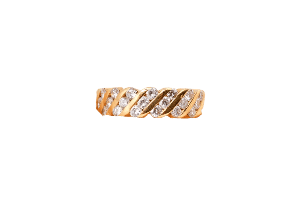 Bague 53 Alliance - Bague en or jaune 750 sertie de 21 diamants 58 Facettes 240223