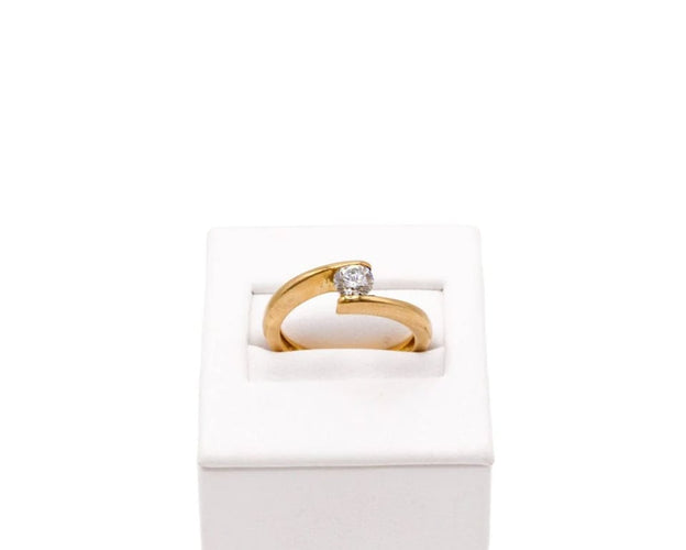 Bague 51 Alliance demi-lune croisée en or jaune 18 carats avec diamant 58 Facettes 240019