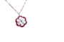 Collier Collier marguerite - Motif fleur en or jaune et platine, diamant et rubis 58 Facettes 240285