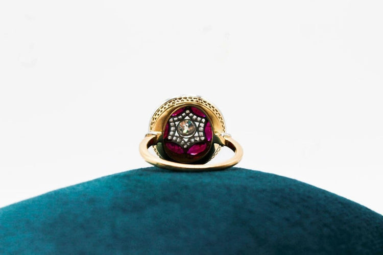 Bague 53 Bague ronde en or bicolore avec diamants et rubis 58 Facettes 250048