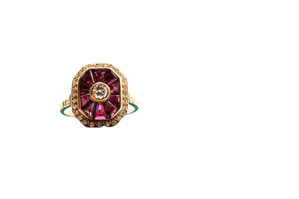 Bague 54 Bague en or jaune 18 carats rubis et diamants 58 Facettes 240344