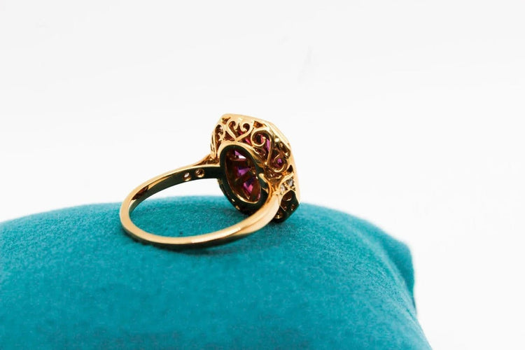 Bague 54 Bague en or jaune 18 carats rubis et diamants 58 Facettes 240344