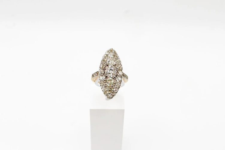 Bague 52 Bague marquise en or jaune 18k et platine à diamants 58 Facettes 240284