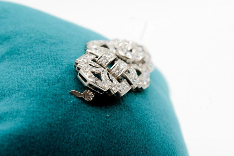 Broche Broche Art déco en platine et or jaune 18K, diamants 58 Facettes 240221
