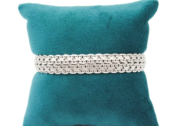 Bracelet Bracelet maille tissée fantaisie en or blanc 58 Facettes 240054