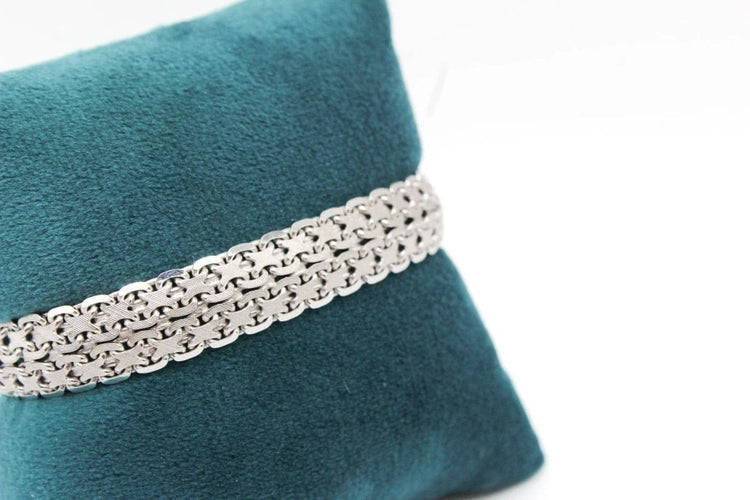 Bracelet Bracelet maille tissée fantaisie en or blanc 58 Facettes 240054