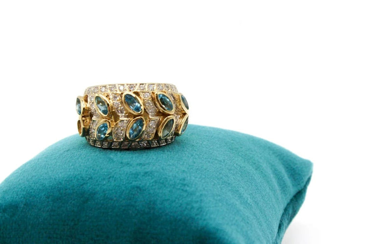 Bague 54 Bague jonc en or bicolore 750 avec topazes et diamants 58 Facettes 250050