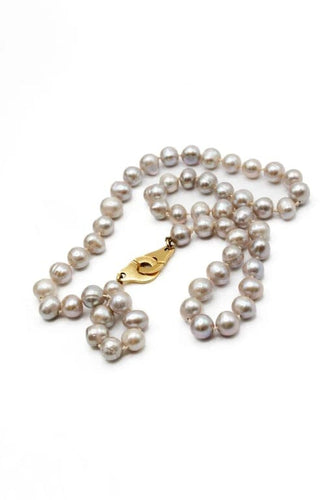 Collier Collier de perles d’eau douce grises en or jaune 750 58 Facettes 240134