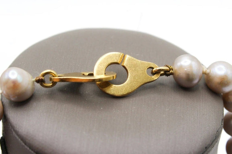 Collier Collier de perles d’eau douce grises en or jaune 750 58 Facettes 240134