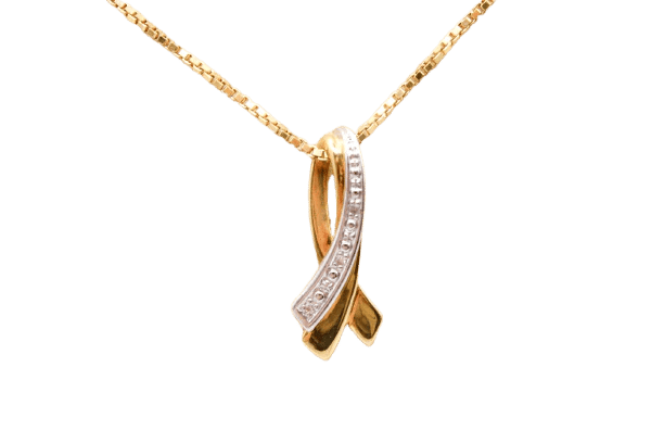 Pendentif Pendentif ruban bicolore en or jaune et blanc 750 serti de diamants 58 Facettes 240568