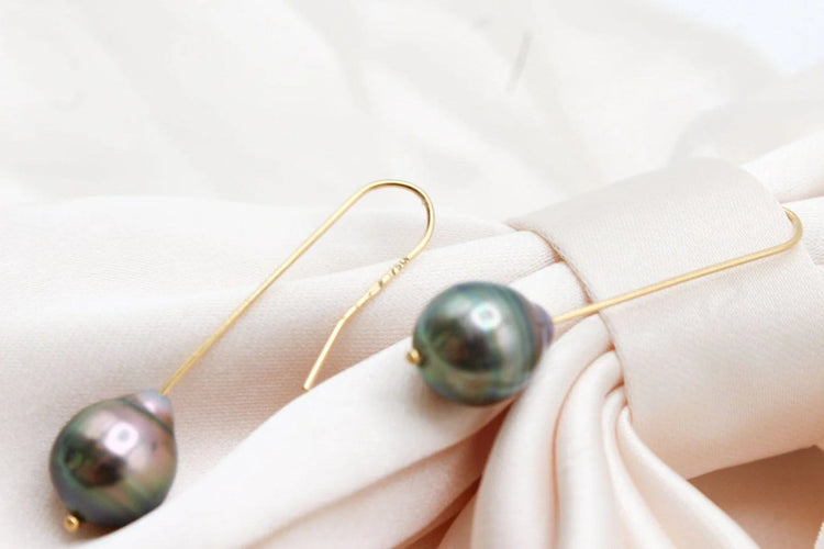 Boucles d'oreilles Boucles d'oreilles en or jaune et perles de Tahiti 58 Facettes 250193