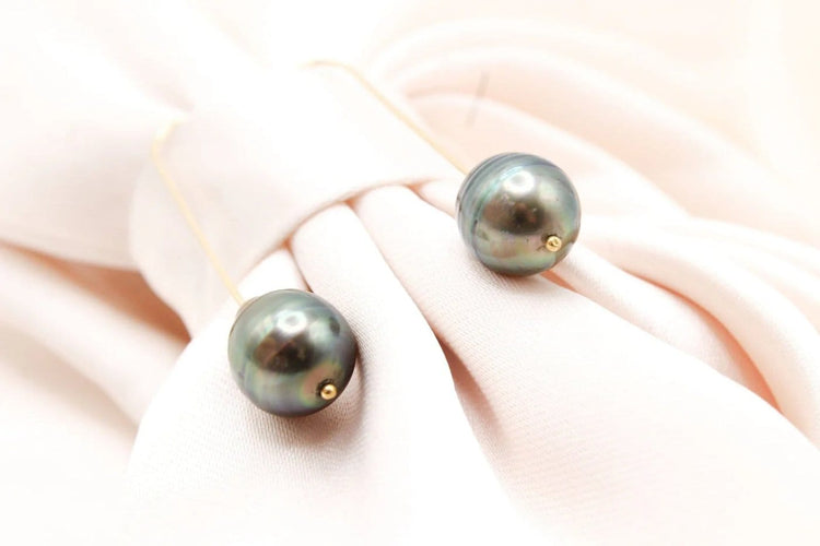 Boucles d'oreilles Boucles d'oreilles en or jaune et perles de Tahiti 58 Facettes 250193