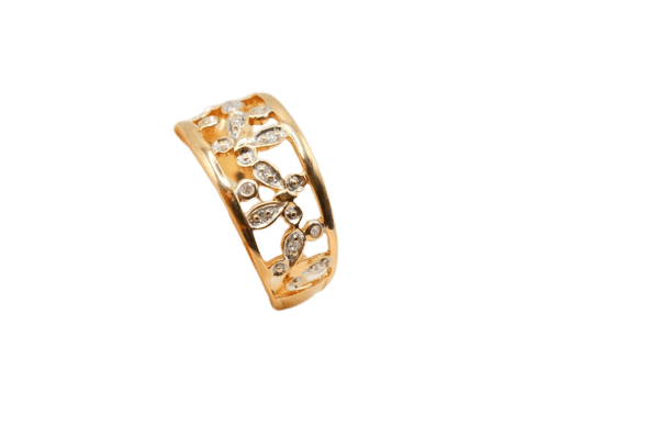 Bague 57 Bague papillons en or jaune et diamants 58 Facettes 250544